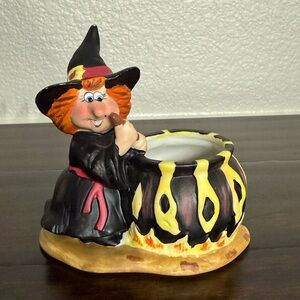 Vintage Schmid Jacko and Friends Witch Figurine with Cauldron
